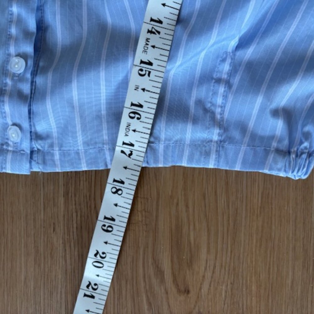 ASTR The Label Y2K Blue Stripe Long Sleeve Oversized Cropped Shirt EUC S - Picture 5 of 5